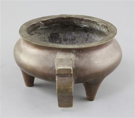 A Chinese bronze ding censer, probably 19th century, width 23.5cm